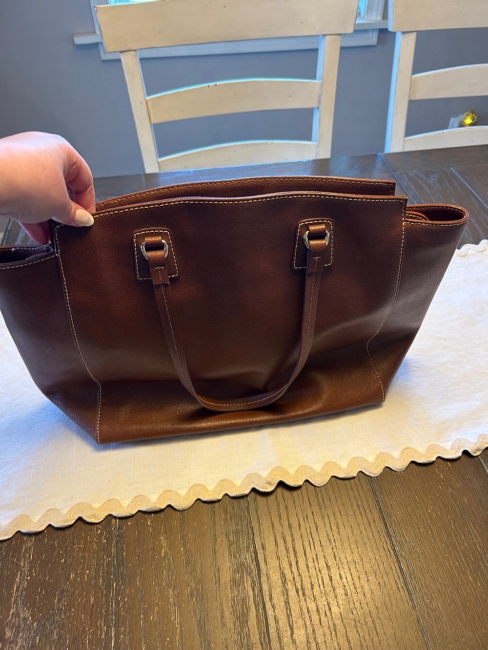 Dooney & Bourke Chestnut Brown Leather Tote - Picture 2 of 9